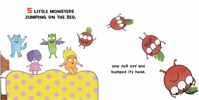 Five Little Monsters Jumping on the Bed from