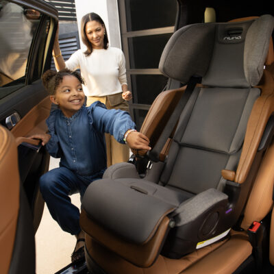 Nuna LUMN Harness to Booster Car seat installed in car/suv