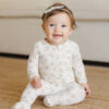 Quincy Mae Bamboo Zip Footie In Strawberries