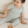 Bamboo Short Sleeve Pajama Set In Sage Grid from Quincy Mae