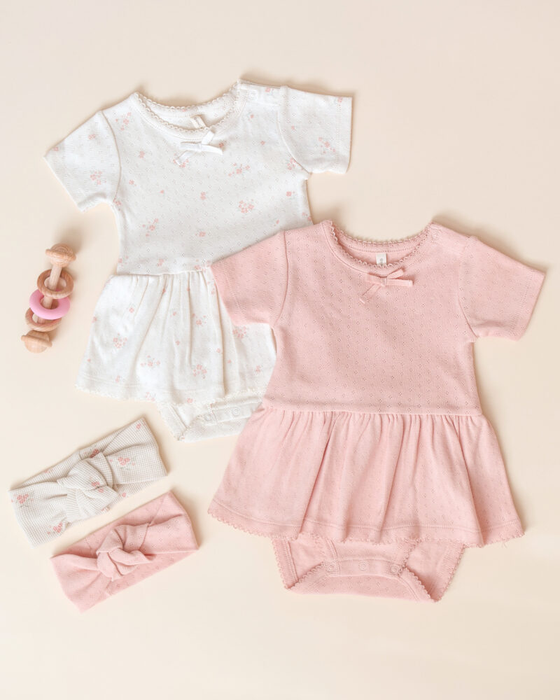 Quincy Mae Pointelle Skirted Bodysuit In Melon