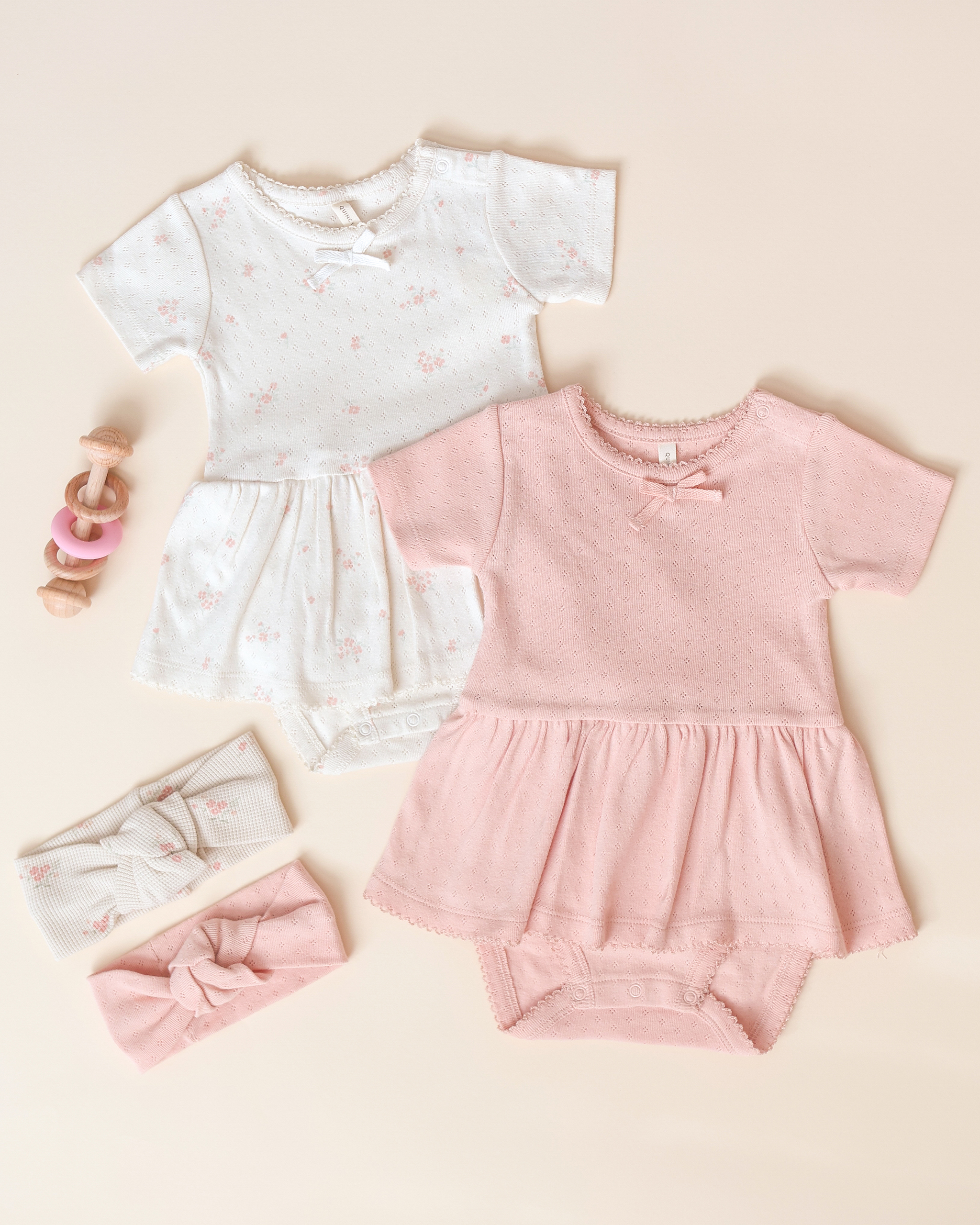 Quincy Mae Pointelle Skirted Bodysuit In Melon