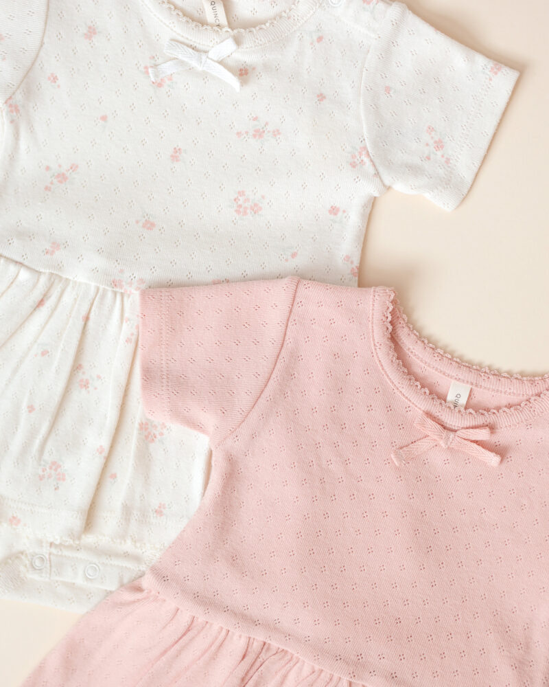 Pointelle Skirted Bodysuit In Melon from Quincy Mae