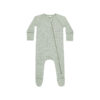 Quincy Mae Bamboo Zip Footie In Sage Grid