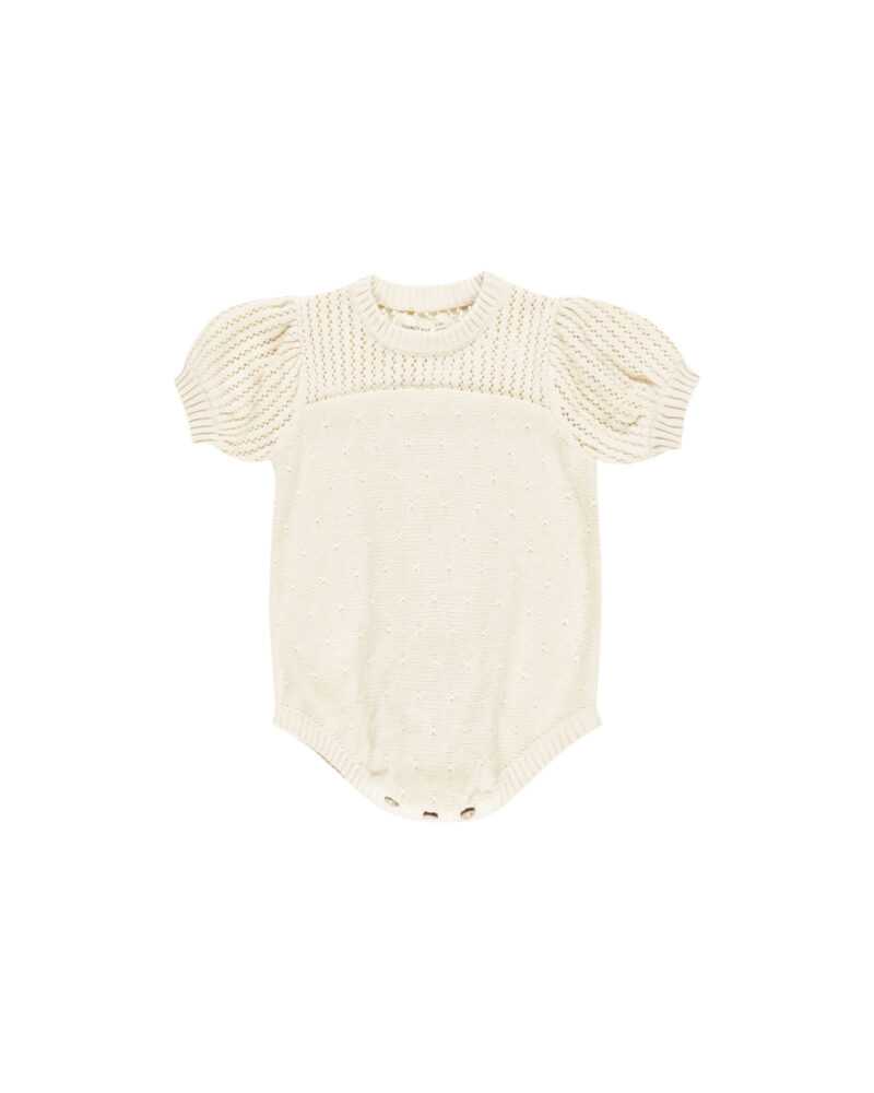 Pointelle Knit Romper In Natural available at Blossom