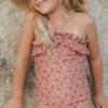 Rouched One-Piece In Red Floral from Rylee & Cru