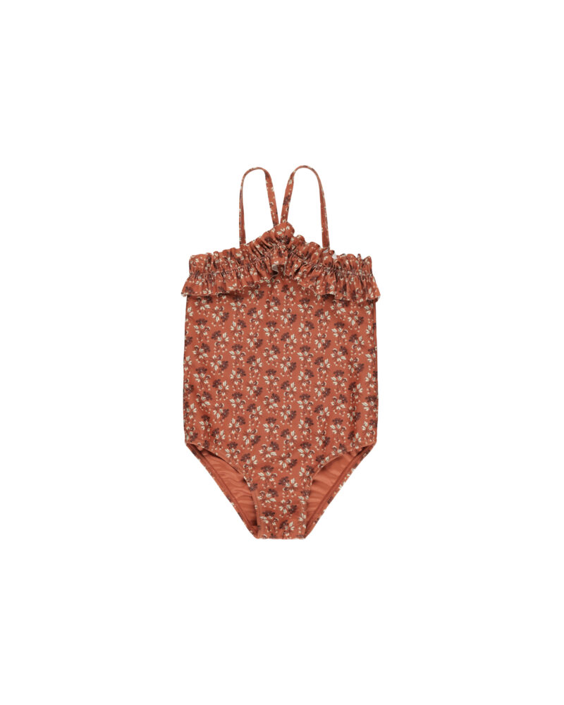 Rouched One-Piece In Red Floral
