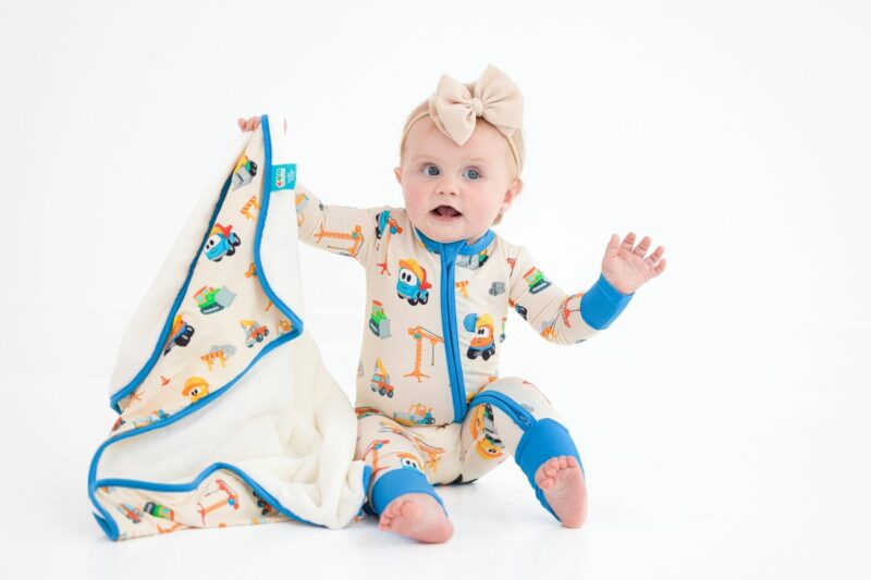 Leo The Truck Construction Buddies Bamboo Viscose Plush Stroller Blanket from Birdie Bean