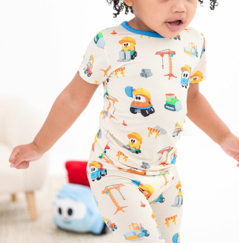 Leo The Truck Construction Buddies Bamboo Viscose Short Sleeve Pajama Set from Birdie Bean