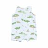 Alligator Blue Bamboo Viscose Sleeveless Shortie Romper from Angel Dear