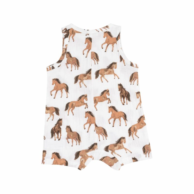 Horses Muslin Sleeveless Shortie Romper from Angel Dear