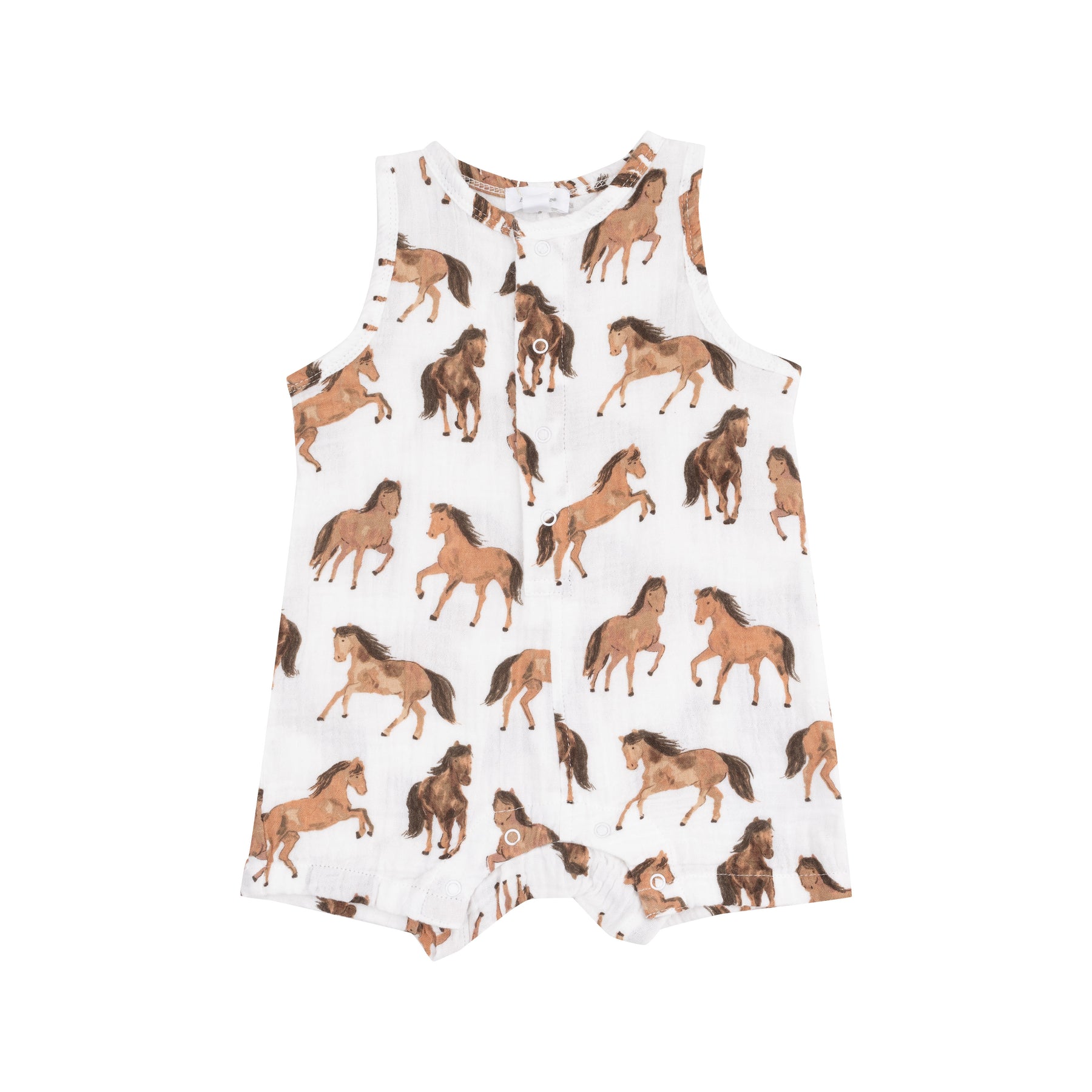 Angel Dear Horses Muslin Sleeveless Shortie Romper