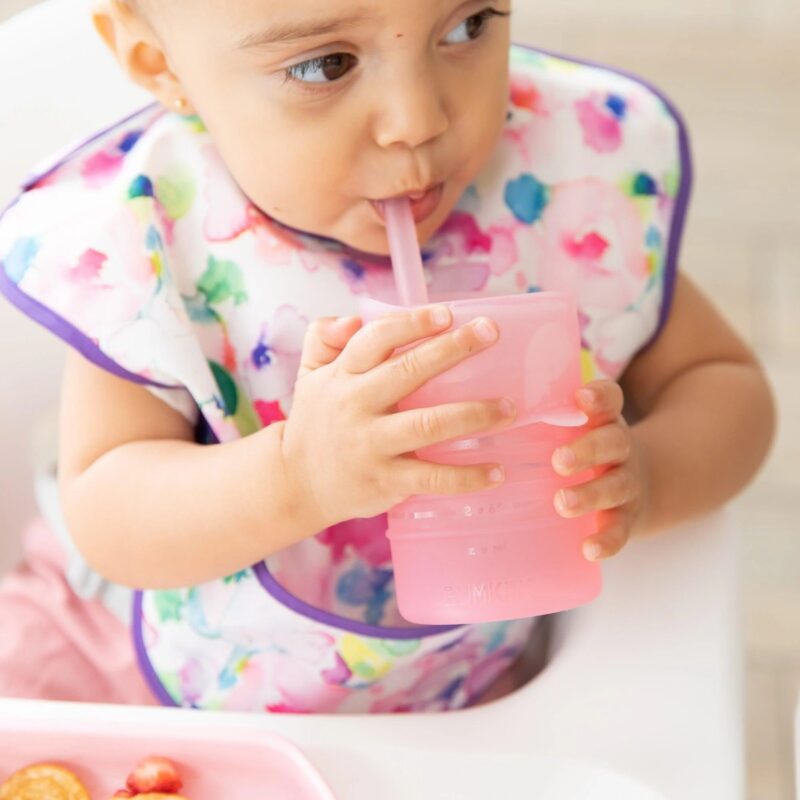 Silicone Straw Cup with Lid: Pink from Bumkins