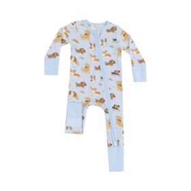 Angel Dear Best Friend Dogs Blue Bamboo Viscose Zipper Romper