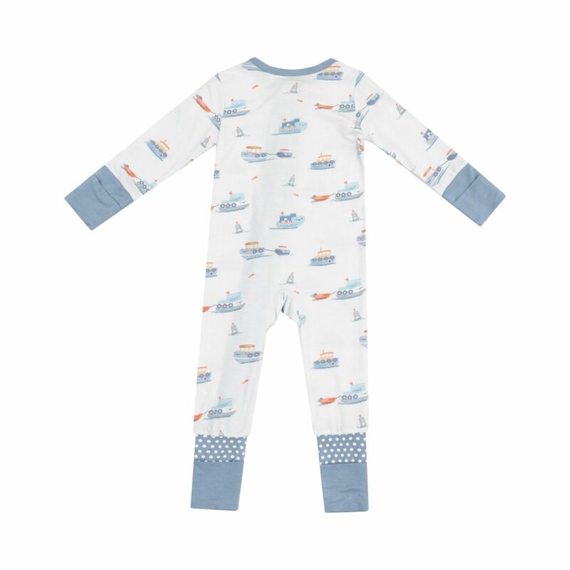 Bubbly Tugboats Bamboo Viscose Zipper Romper from Angel Dear