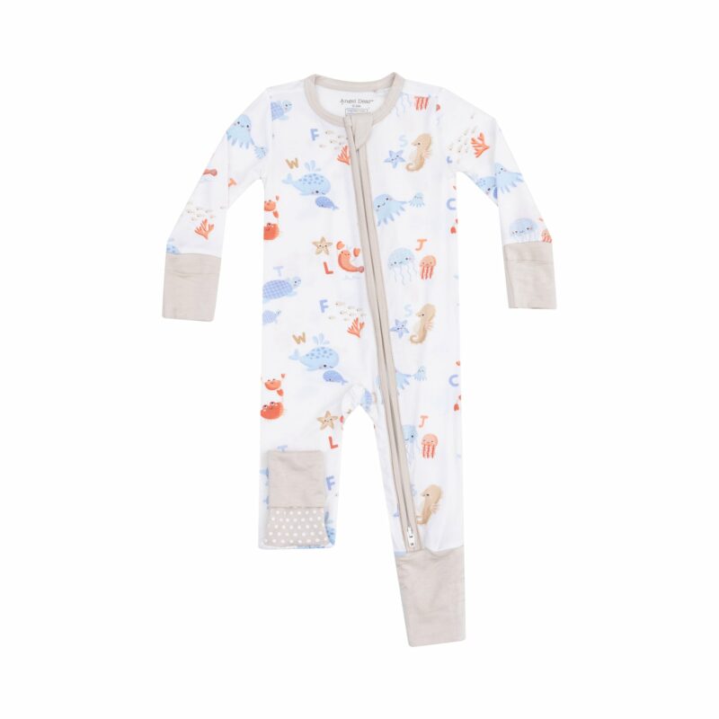 Angel Dear Coastal Abcs Bamboo Viscose Zipper Romper