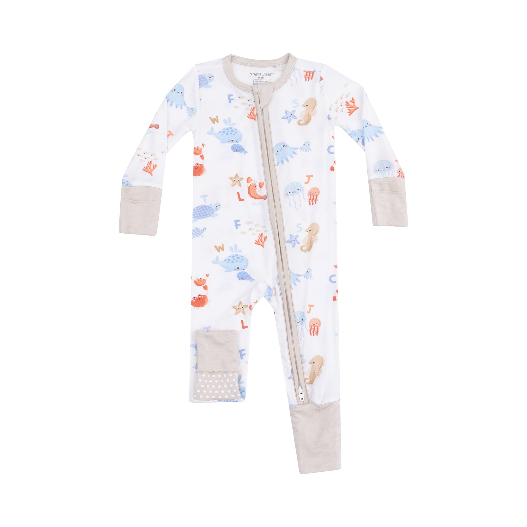 Angel Dear Coastal Abcs Bamboo Viscose Zipper Romper