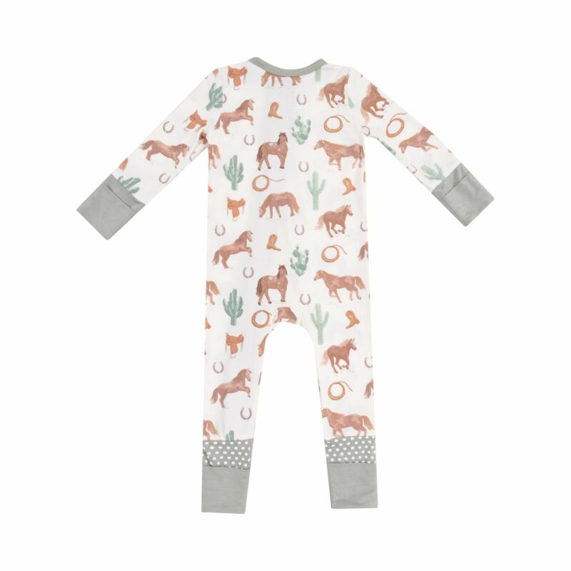 Western Horses Bamboo Viscose Zipper Romper from Angel Dear