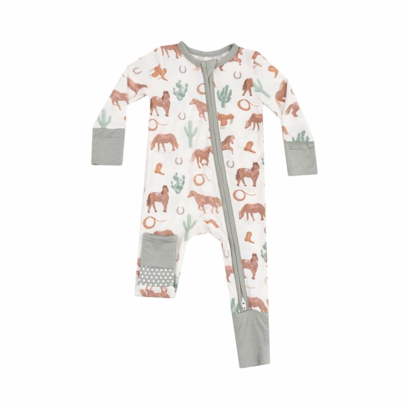 Angel Dear Western Horses Bamboo Viscose Zipper Romper