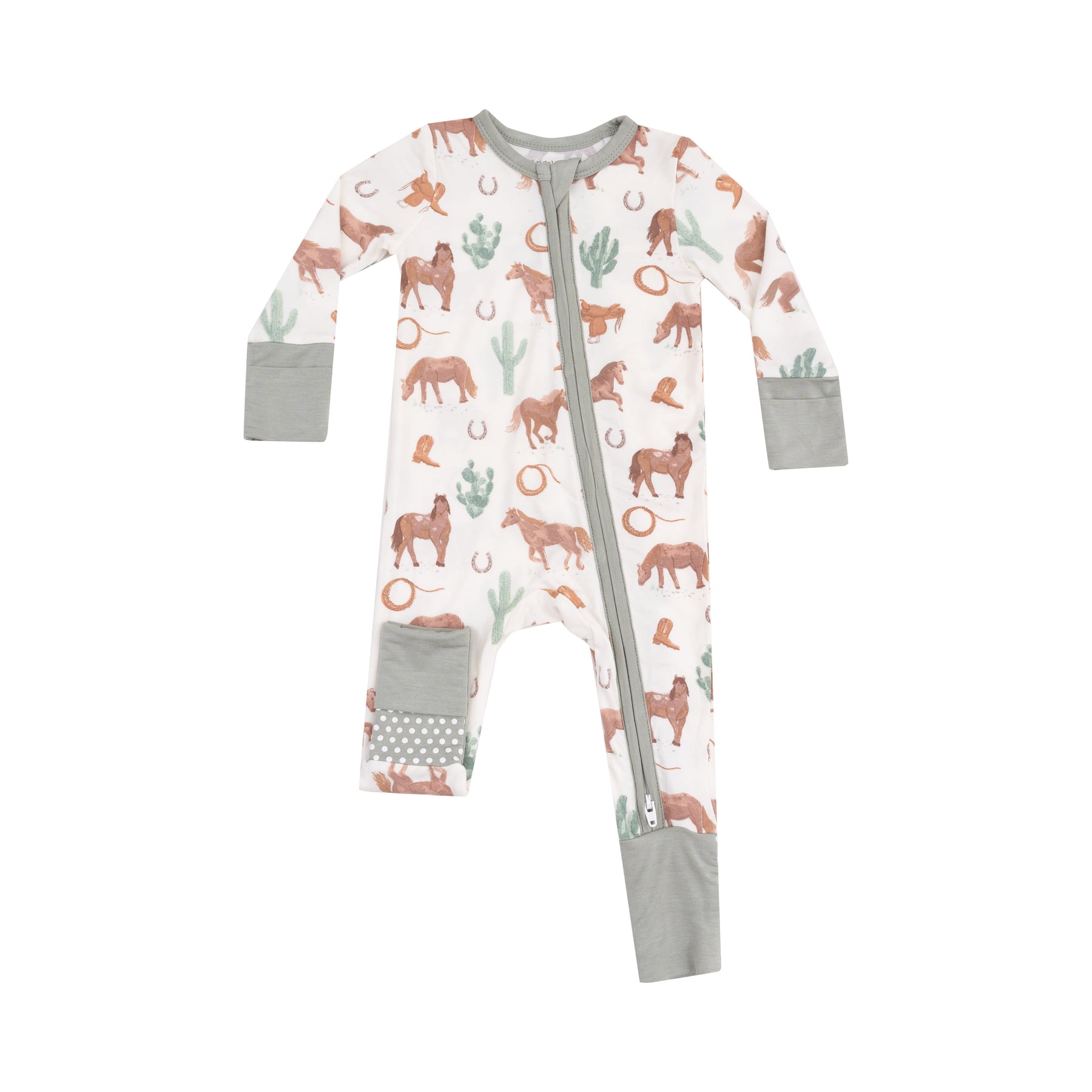 Angel Dear Western Horses Bamboo Viscose Zipper Romper