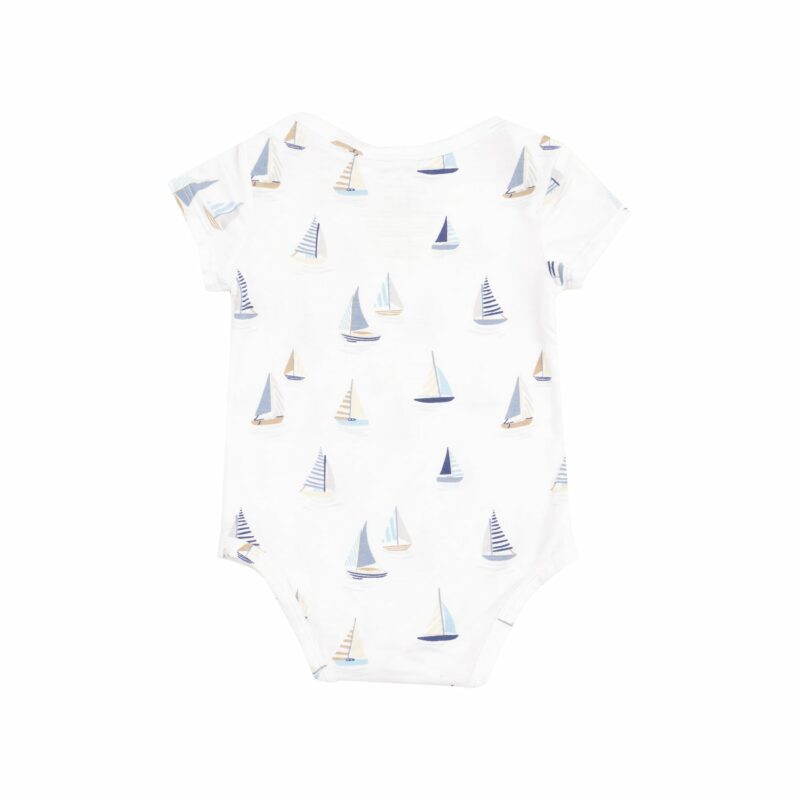 Sailboats Blue Bamboo Viscose Short Sleeve Bodysuit from Angel Dear