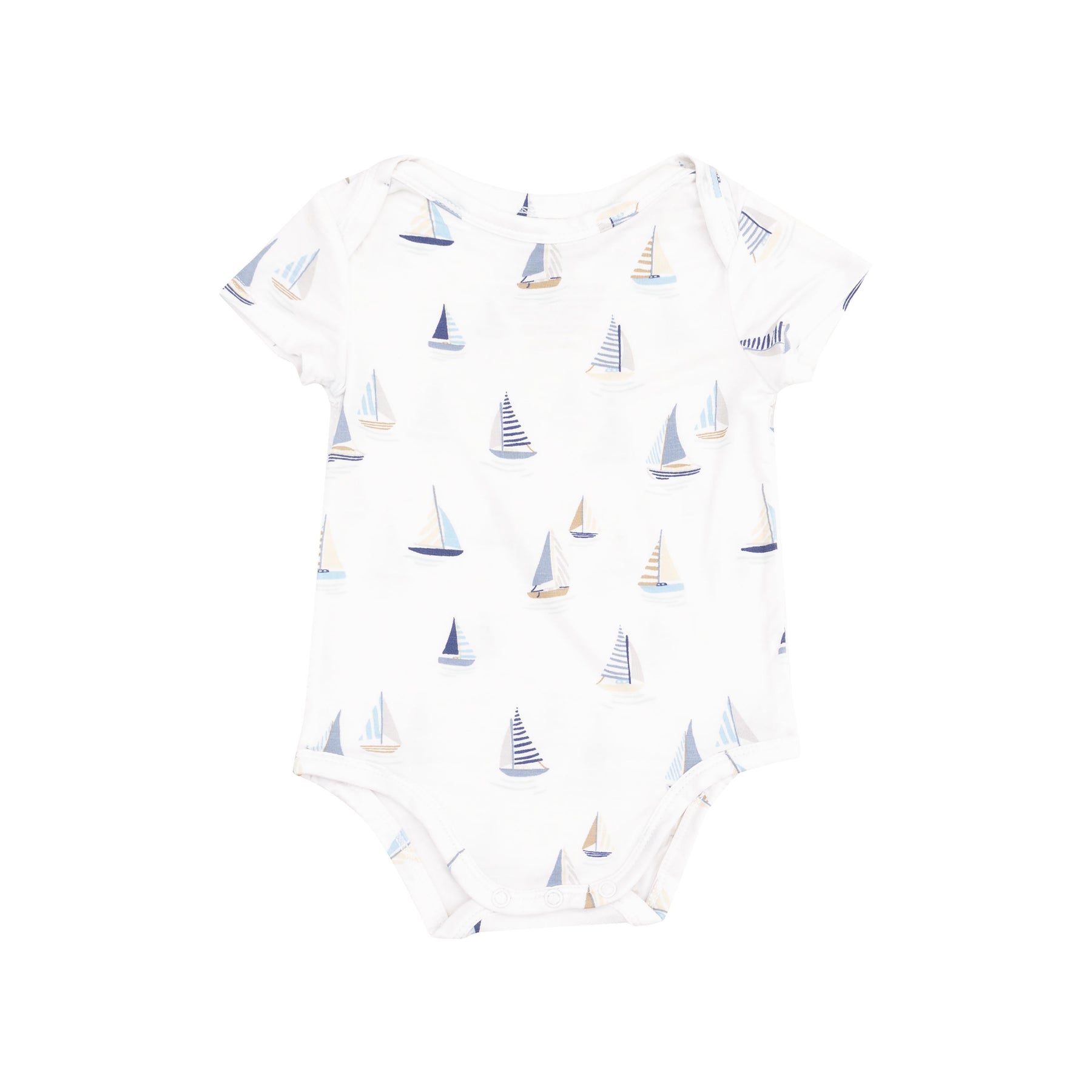 Angel Dear Sailboats Blue Bamboo Viscose Short Sleeve Bodysuit