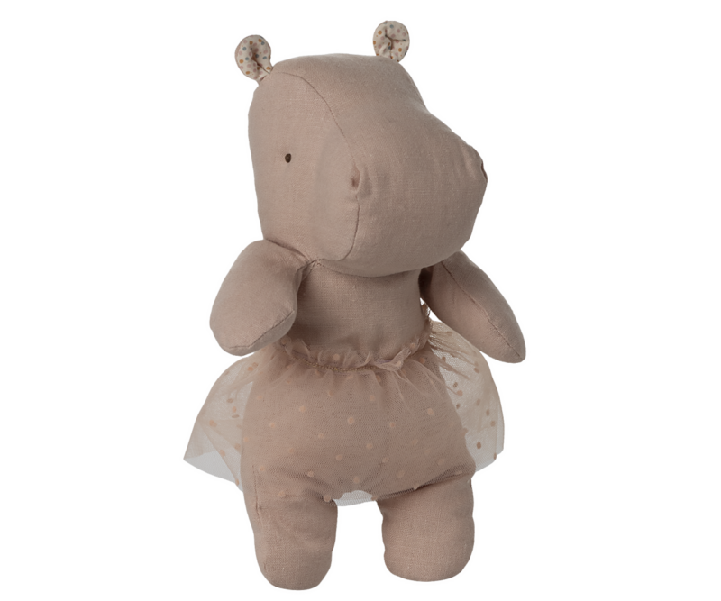 Maileg Safari Friends Small Hippo With Skirt In Soft Rose