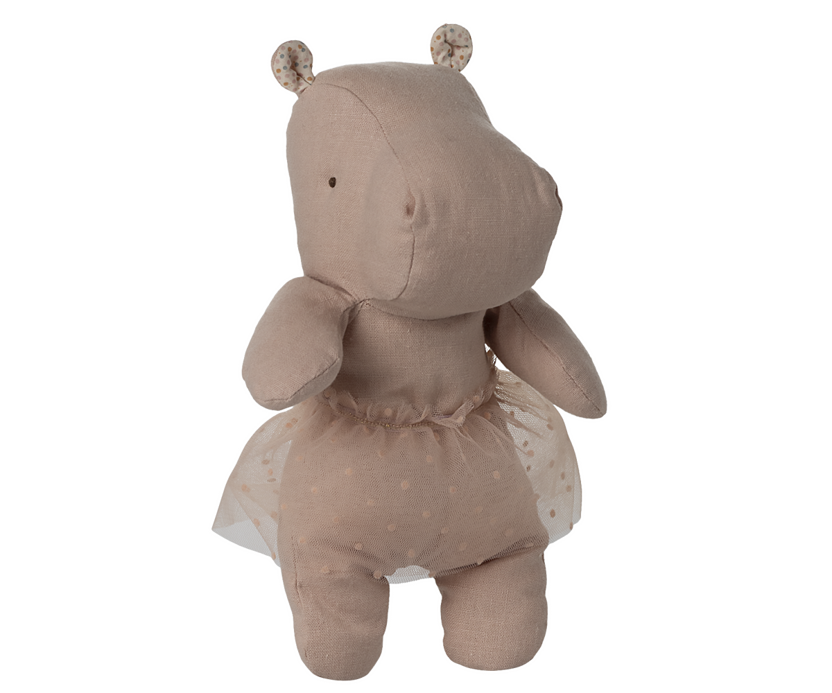 Maileg Safari Friends Small Hippo With Skirt In Soft Rose