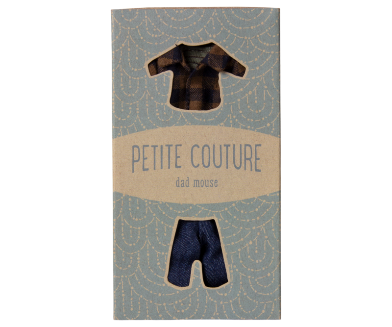 Dad Mouse Brown Checked Shirt and Pants from Maileg