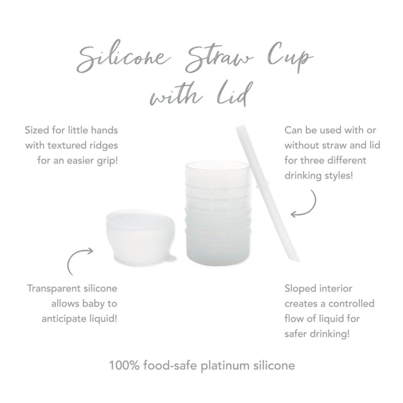 Bumkins Silicone Straw Cup with Lid: Gray available at Blossom