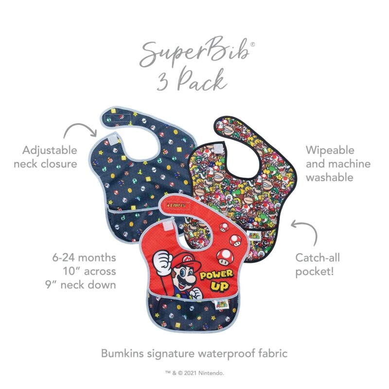 Bumkins SuperBib 3 Pack: Super Mario Power-Up part of our  collection