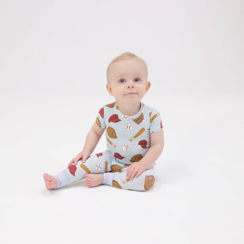 Baseball Bamboo Viscose Short Sleeve Loungewear Set available at Blossom