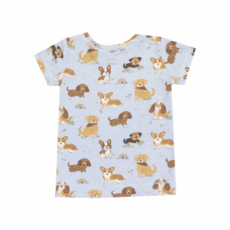 Best Friend Dogs Blue Bamboo Viscose Short Sleeve Loungewear Set from Angel Dear