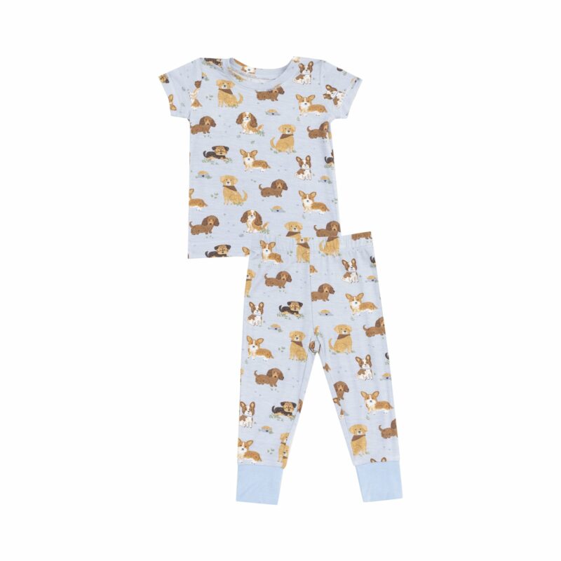 Angel Dear Best Friend Dogs Blue Bamboo Viscose Short Sleeve Loungewear Set