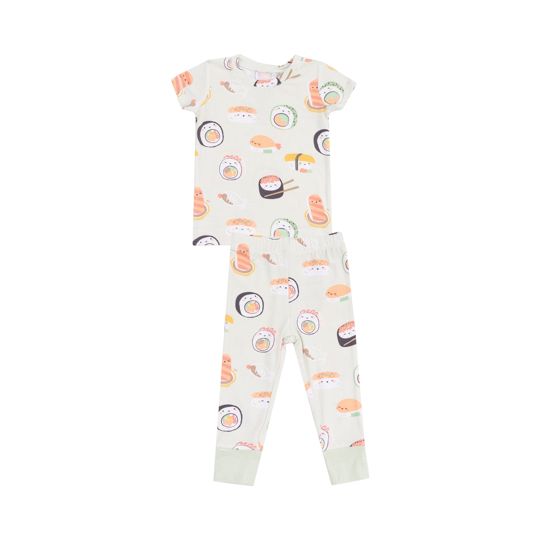 Angel Dear Sushi Green Bamboo Viscose Short Sleeve Loungewear Set