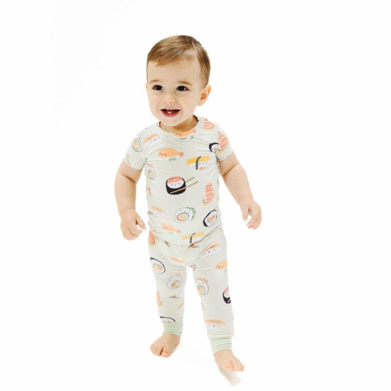 Sushi Green Bamboo Viscose Short Sleeve Loungewear Set from Angel Dear