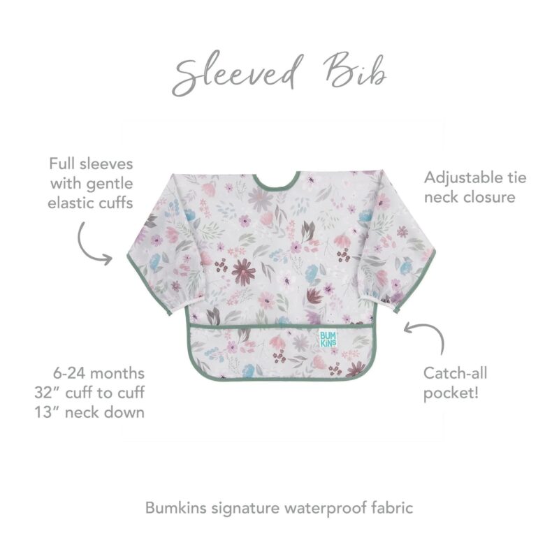 Bumkins Sleeved Bib: Floral part of our  collection