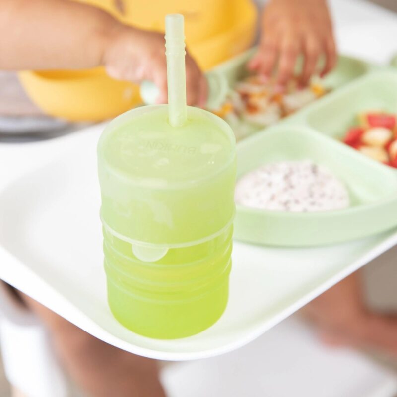 Silicone Straw Cup with Lid: Sage made by Bumkins