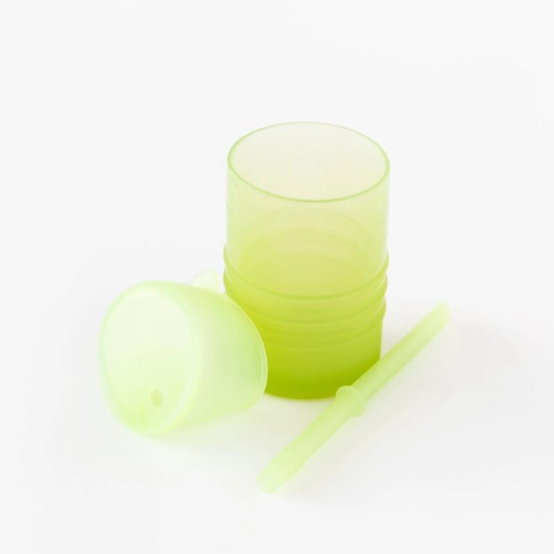 Bumkins Silicone Straw Cup with Lid: Sage Feeding