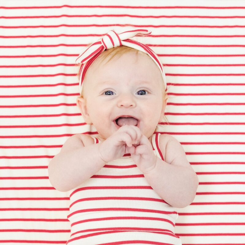 Stripe Vintage Red Knot Headband from Angel Dear