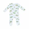 Alligator Blue Bamboo Viscose Zipper Footie from Angel Dear