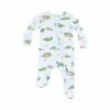 Angel Dear Alligator Blue Bamboo Viscose Zipper Footie