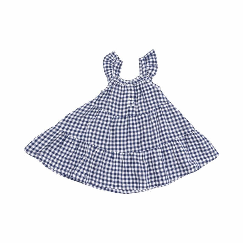 Navy Gingham Muslin Twirly Sundress