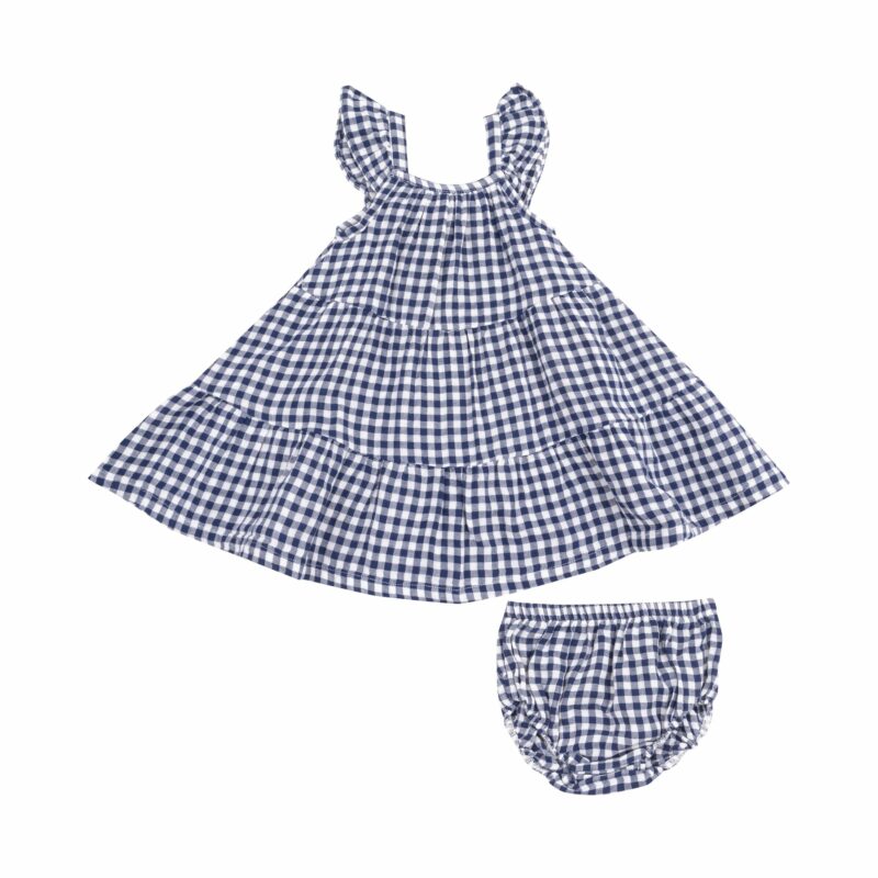 Navy Gingham Muslin Twirly Sundress from Angel Dear