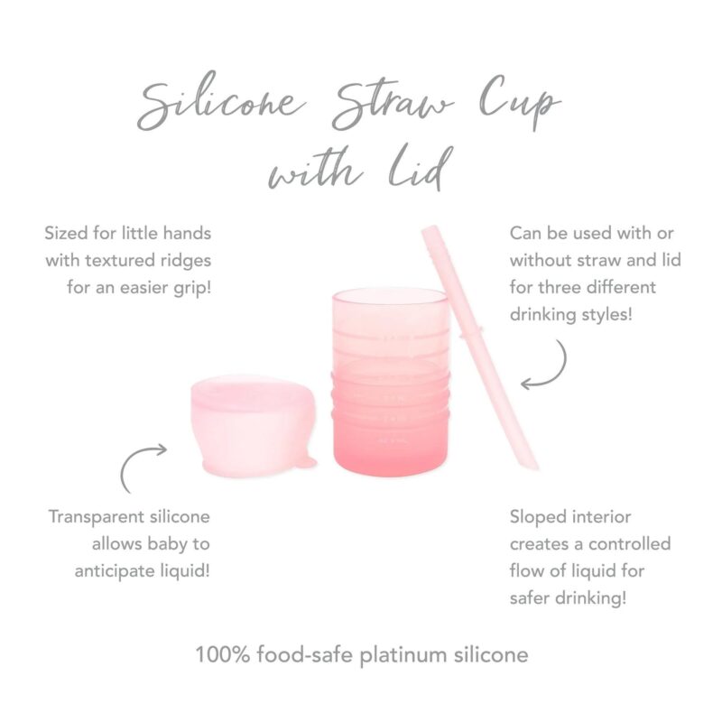 Bumkins Silicone Straw Cup with Lid: Pink part of our  collection