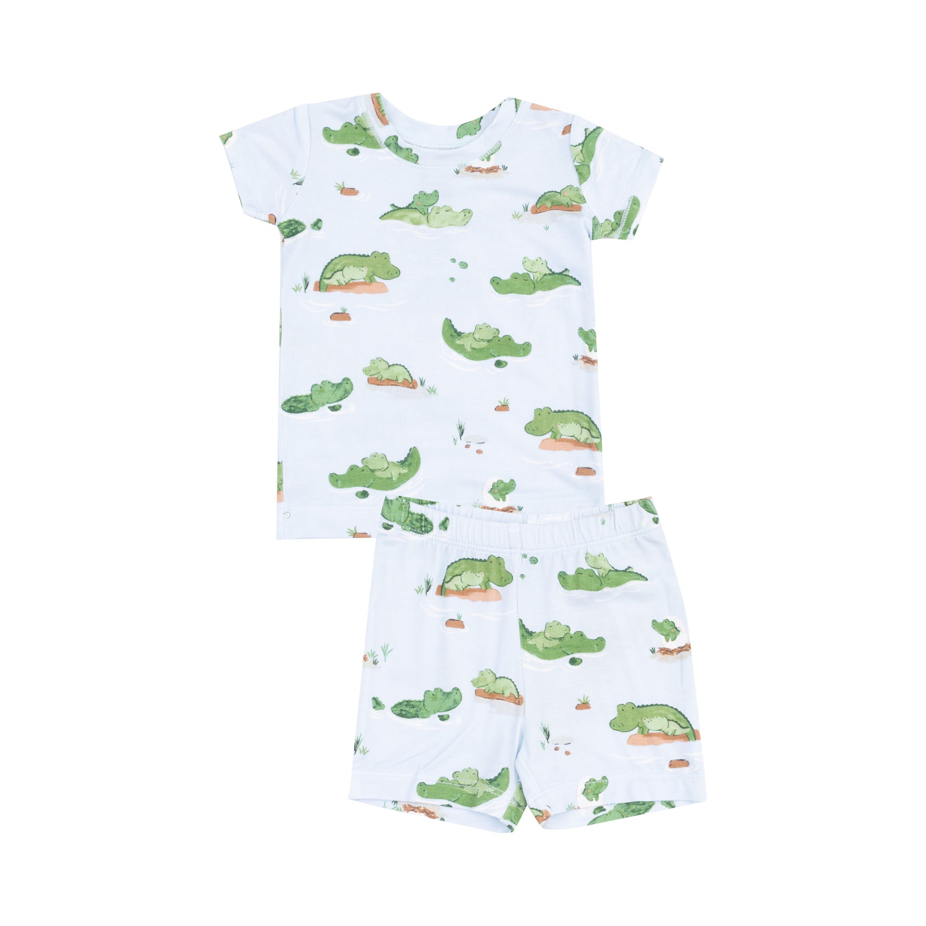 Angel Dear Alligator Blue Bamboo Viscose Loungewear Short Set