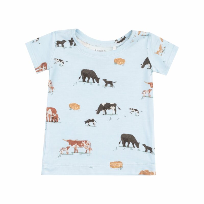 Cow Families Blue Bamboo Viscose Loungewear Short Set from Angel Dear