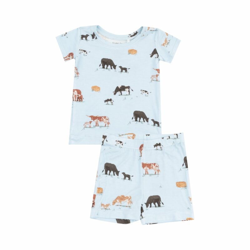 Angel Dear Cow Families Blue Bamboo Viscose Loungewear Short Set