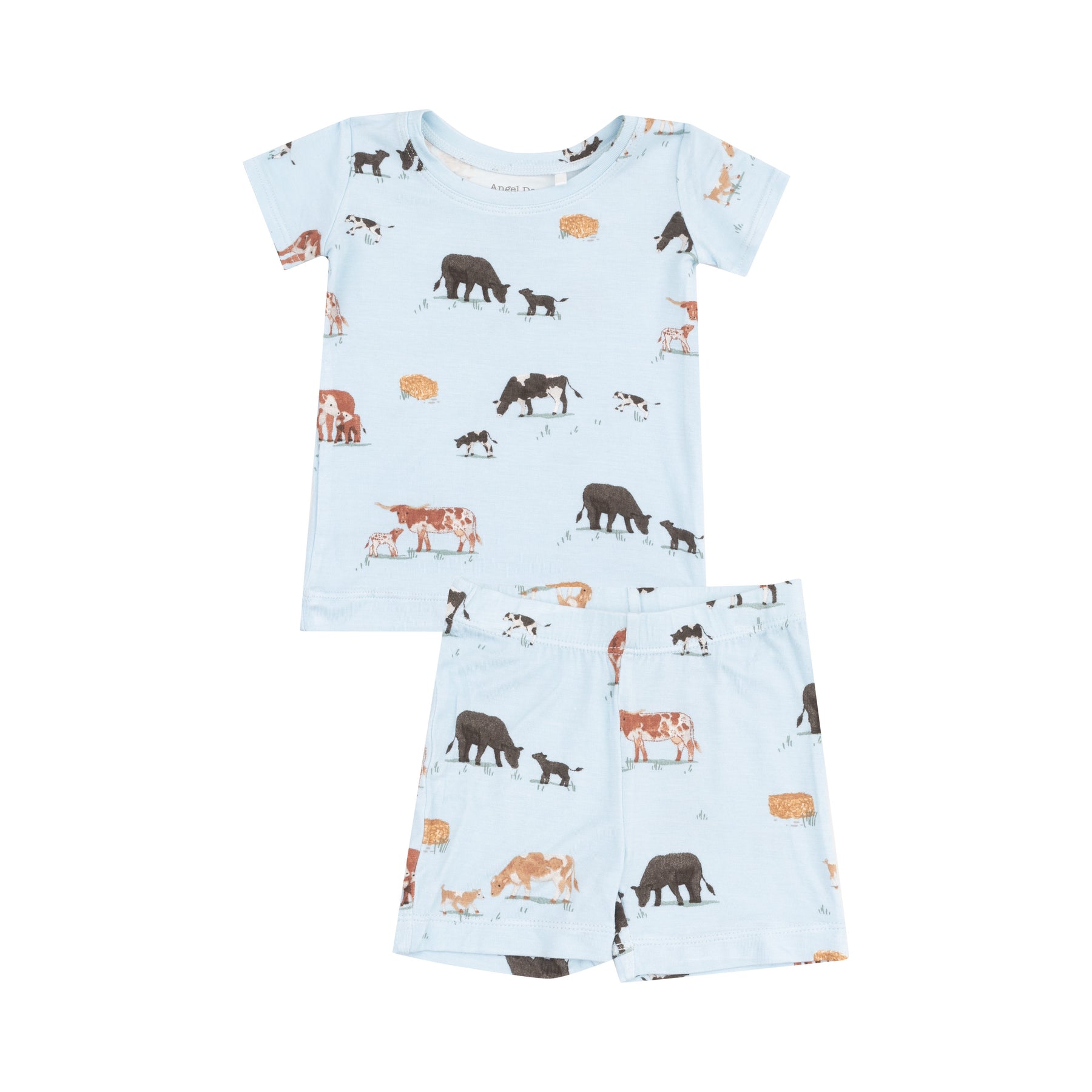 Angel Dear Cow Families Blue Bamboo Viscose Loungewear Short Set