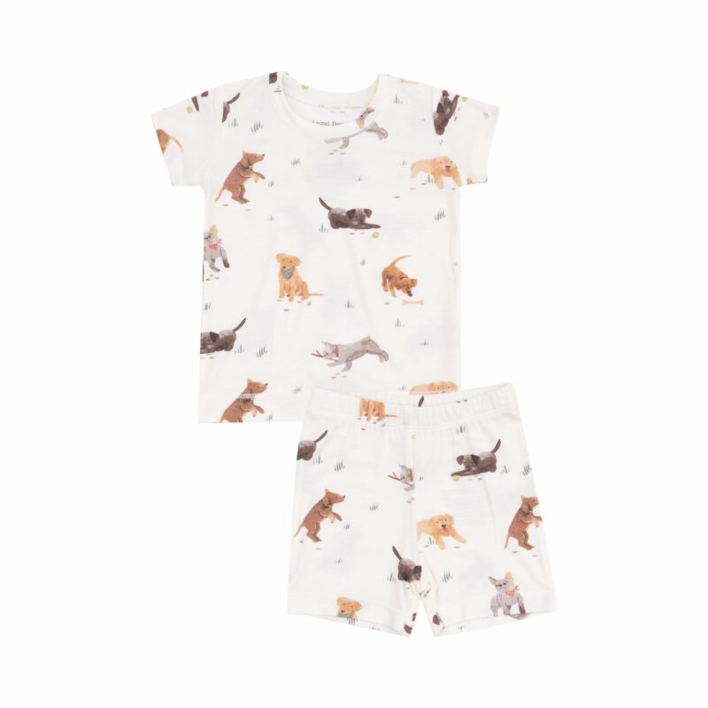 Angel Dear Watercolor Puppies Bamboo Viscose Loungewear Short Set